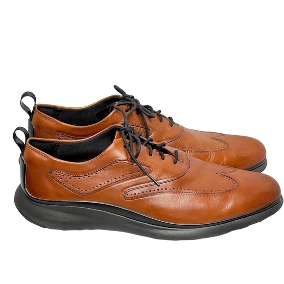 COLE HAAN 3.Zerogrand Wingtip Oxford Leather British Tan Men's Shoes Size 12M - Picture 9 of 16